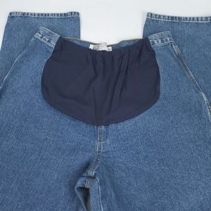 Womens Maternity Jeans Large Blue Denim Cargo Tomorrows Mother Sport Pockets